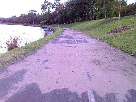Sandy deposit on the Yarra Trail after the March 2010 hail storm