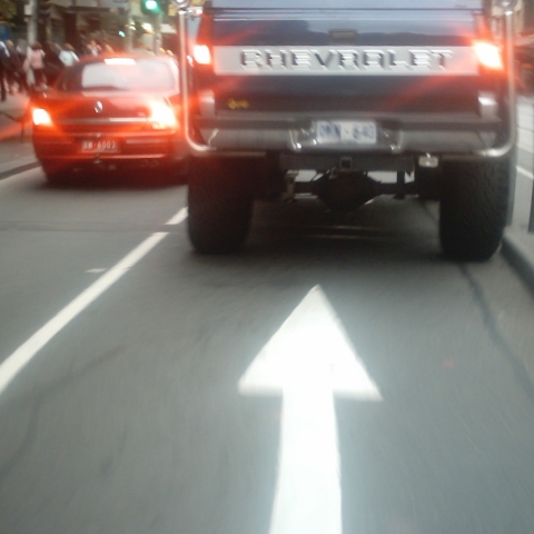 A Chevrolet blocks traffic in Elizabeth St, Melbourne