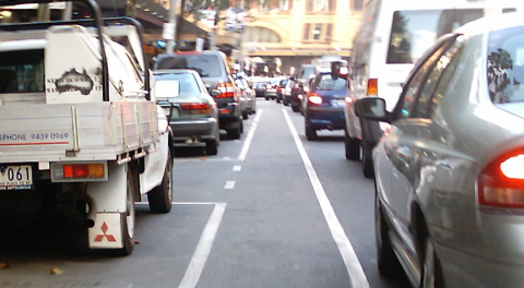 Elizabeth St bike lane is narrow and completely within the door zone